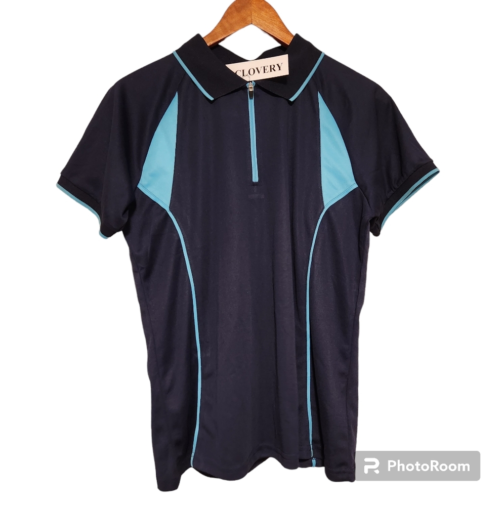 Clovery Polo Ladies Large Navy/Teal